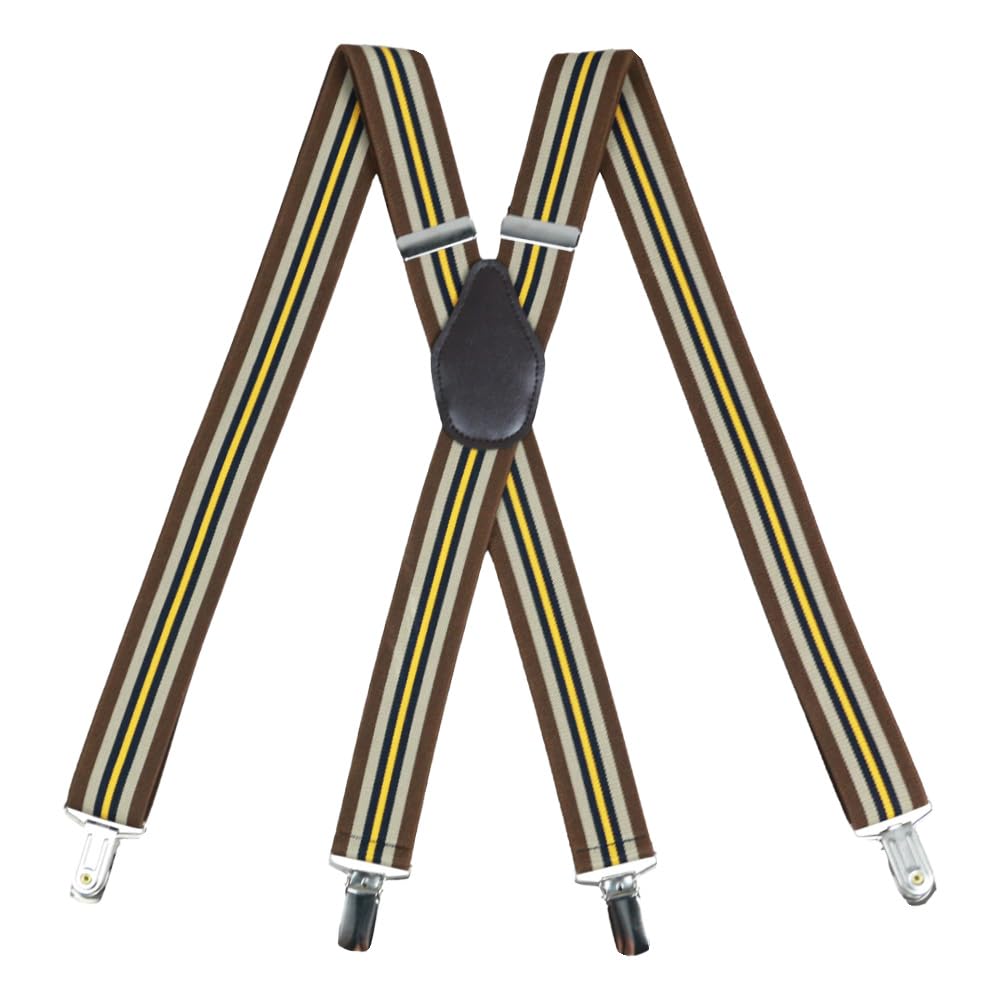 X-Back Suspenders 1¼" (Brown Khaki Black Yellow)
