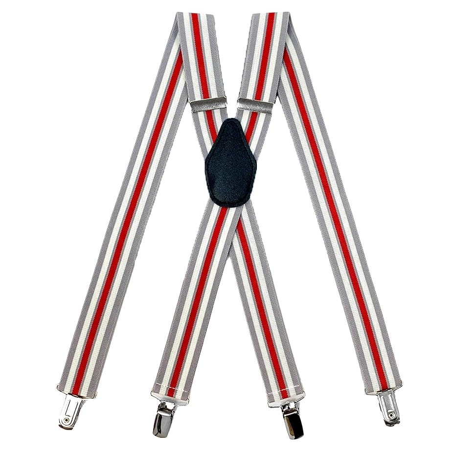 X-Back Suspenders 1¼" (Gray White Red)