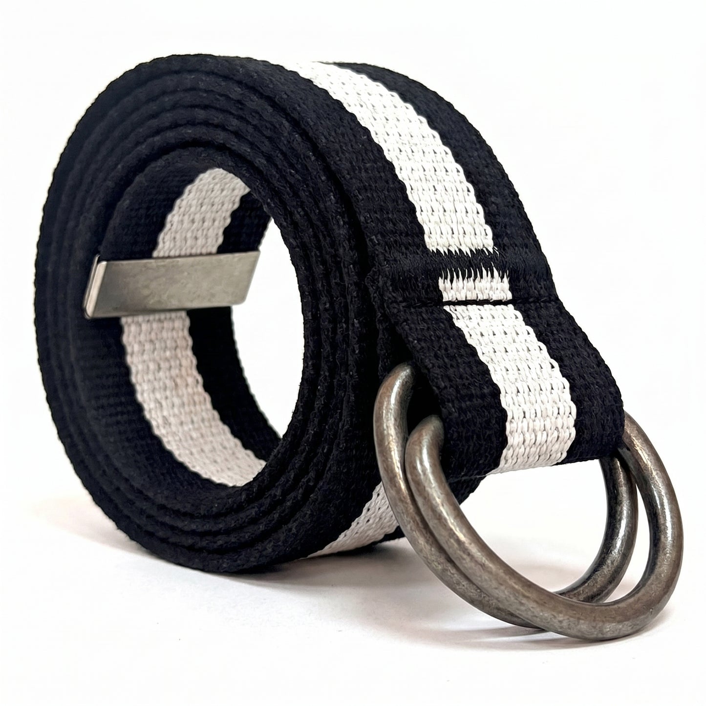Canvas D-Ring Belt 1½" (Black White Black)