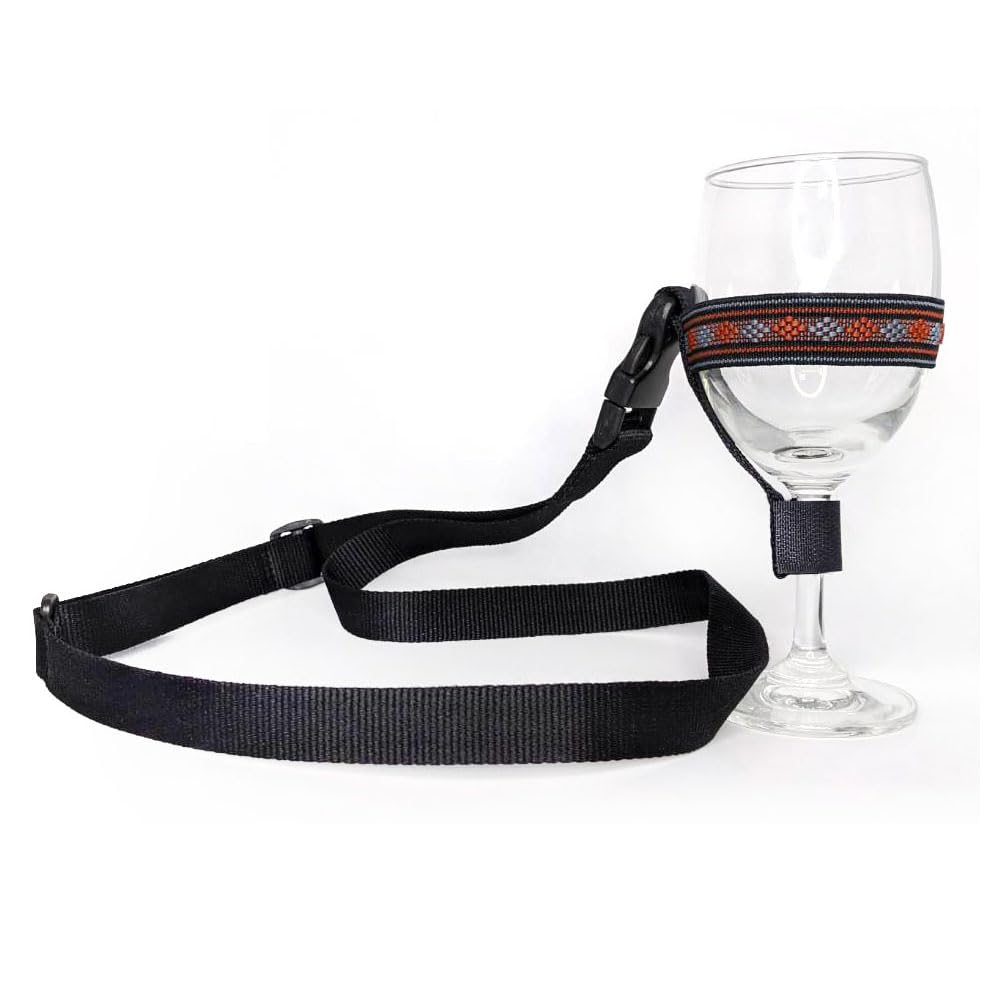 Wine Glass Holder Lanyard (Orange Plaid)