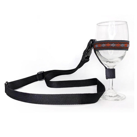 Wine Glass Holder Lanyard (Orange Plaid)