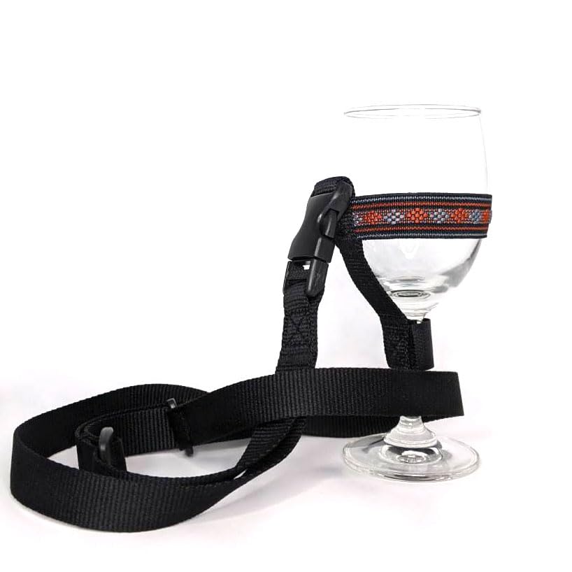 Wine Glass Holder Lanyard (Orange Plaid)