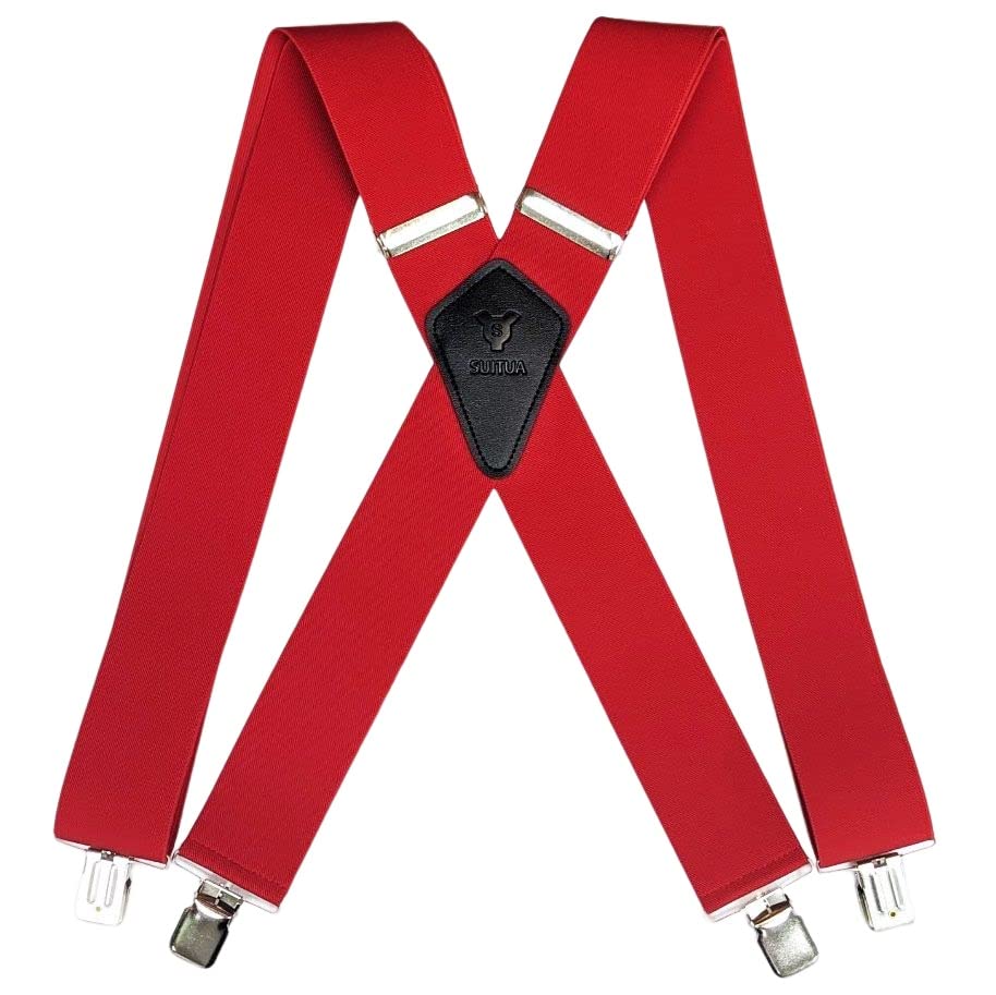 Heavy Duty X-Back Suspenders 2" (Red)