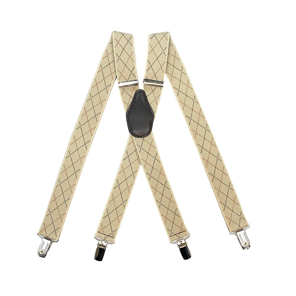 X-Back Suspenders 1¼" (khaki grid pattern)