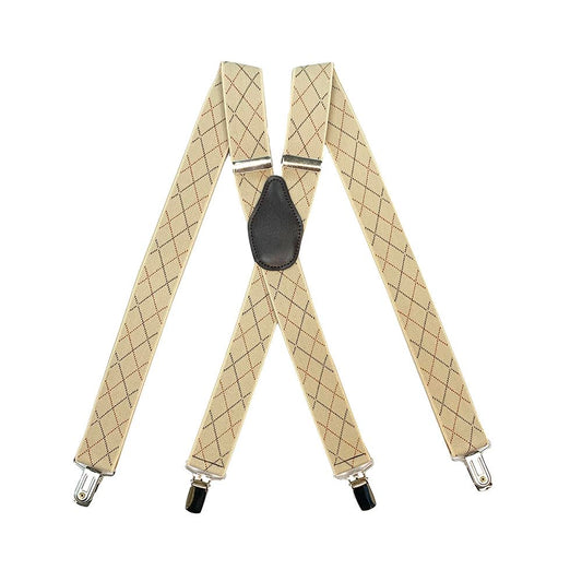 X-Back Suspenders 1¼" (khaki grid pattern)