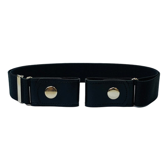 No Buckle Elastic Belt (Black, Waist 22"-37")