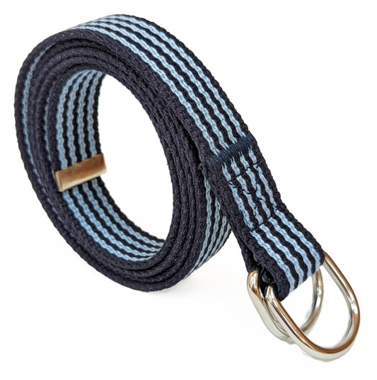 Canvas D-Ring Belt 1" (Navy Five Aqua)