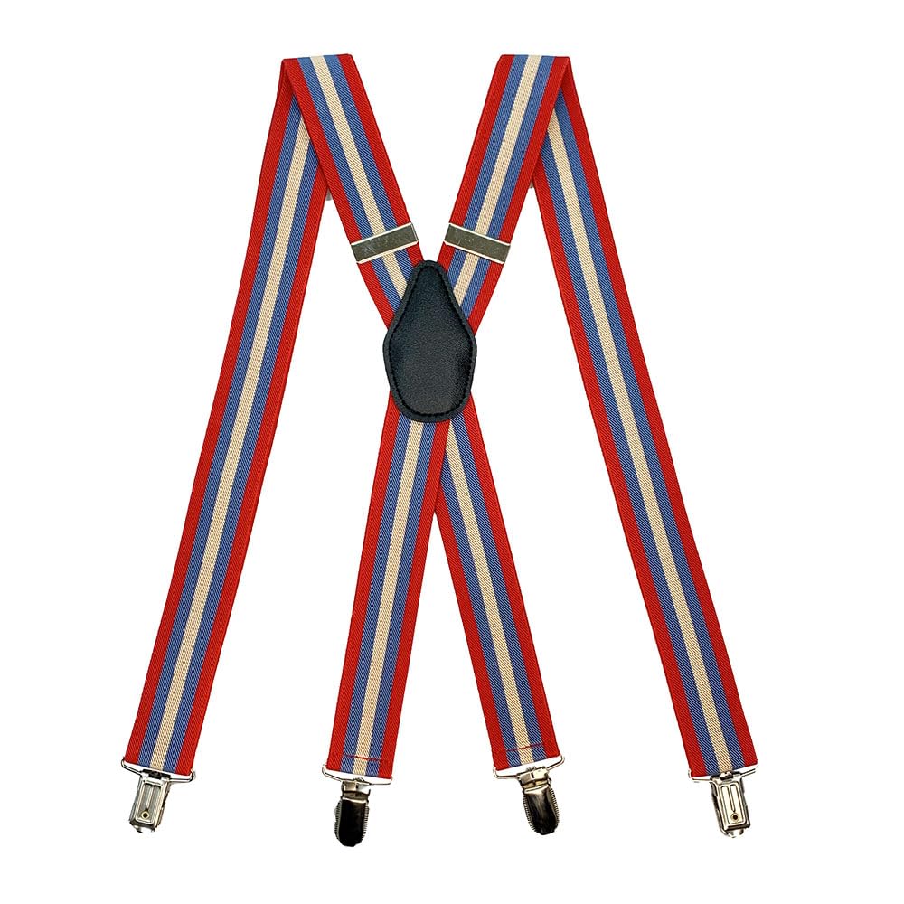X-Back Suspenders 1¼" (Red Blue Khaki)