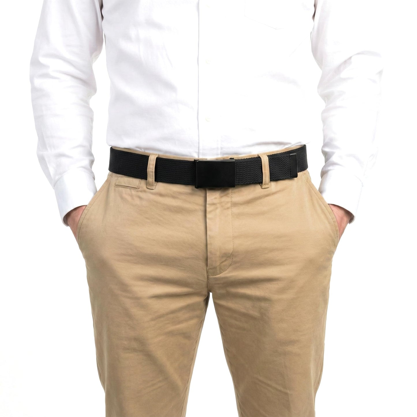Canvas Web Belt - Flip-Top Buckle (Black)