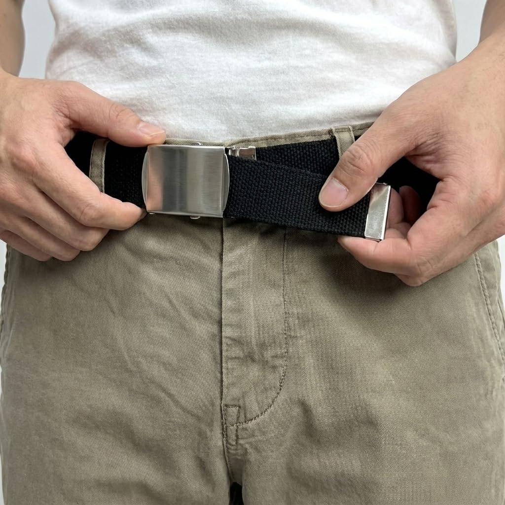 Canvas Web Belt - Chrome Buckle (Black)