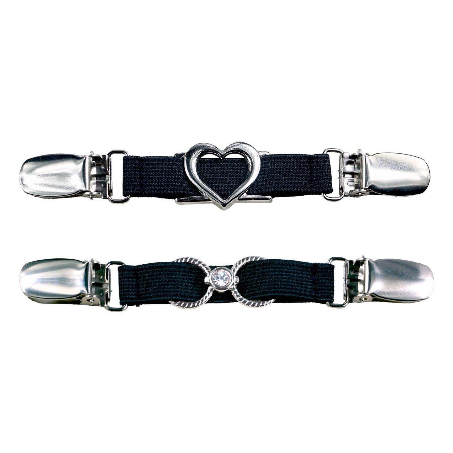 Rhinestone Sweater Clips (2, Heart Infinity, Big size Clips)