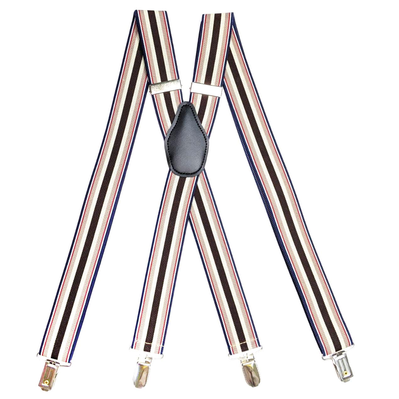 X-Back Suspenders 1¼" (British Khaki Stripes)