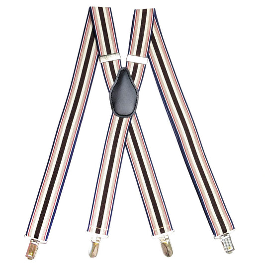X-Back Suspenders 1¼" (British Khaki Stripes)