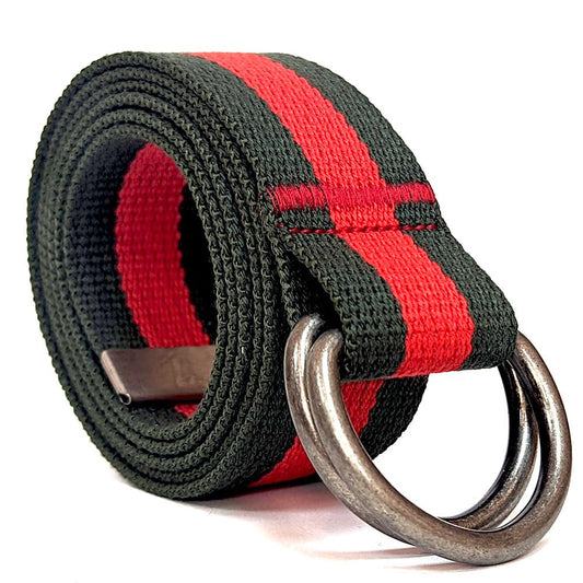 Canvas D-Ring Belt 1¼" (Green Red Green)