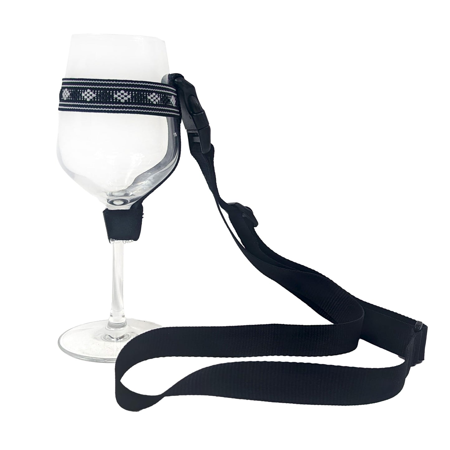 Wine Glass Holder Lanyard (Black Plaid)