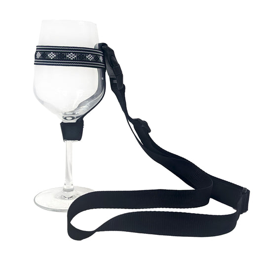 Wine Glass Holder Lanyard (Black Plaid)