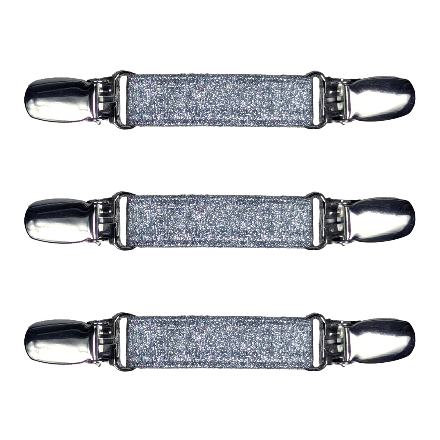 Glove Clips (3-Pack) (Glitter Silver, 3/4 inch)
