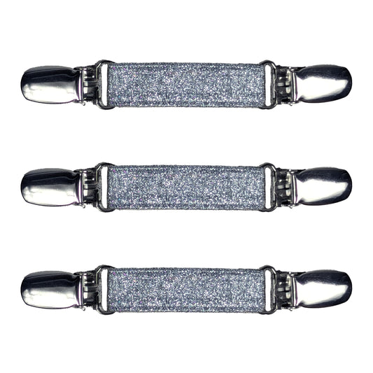 Glove Clips (3-Pack) (Glitter Silver, 3/4 inch)