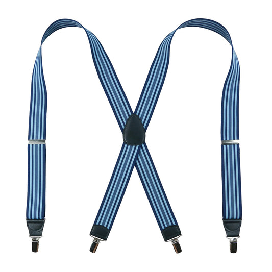 X-Back Suspenders 1½" (Blue Striped)