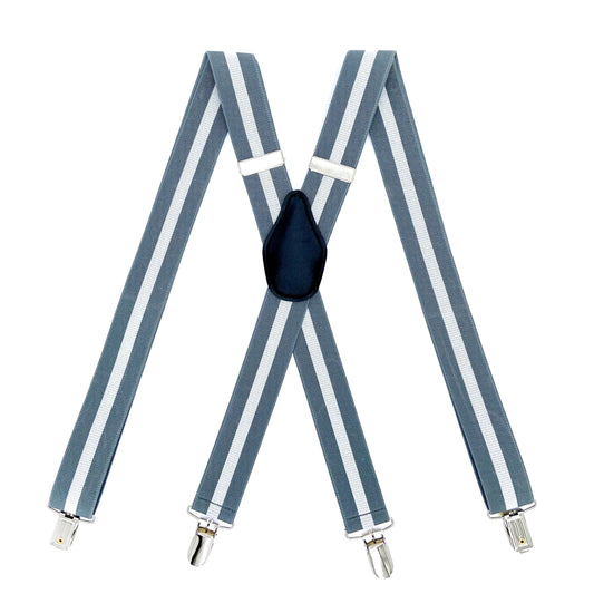 X-Back Suspenders 1¼" (Gray White Gray)