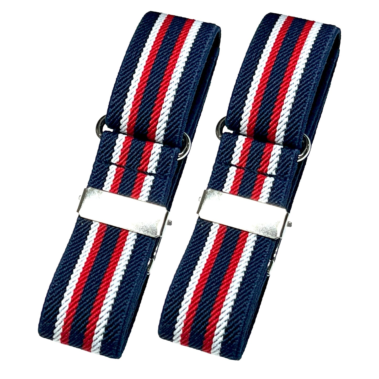 Classic Sleeve Garters (Navy White Red Navy Stripe, 3/4 inch)