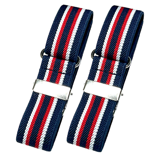Classic Sleeve Garters (Navy White Red Navy Stripe, 3/4 inch)
