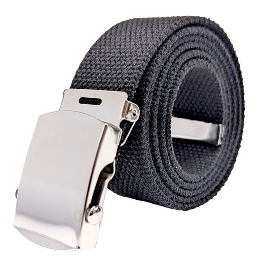 Canvas Web Belt - Chrome Buckle (Black)
