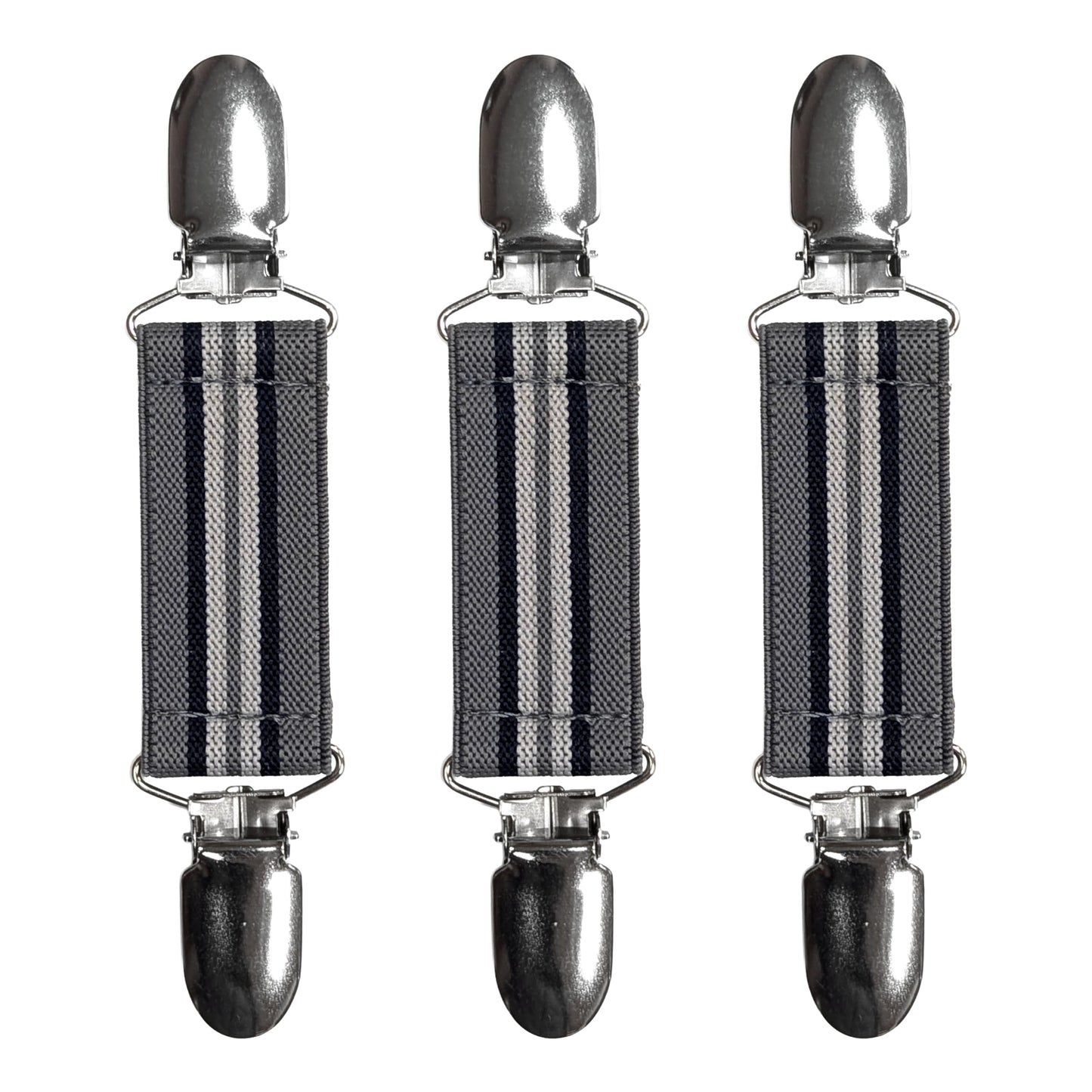 Glove Clips (3-Pack) (Gray Navy White Gray, 1 inch)