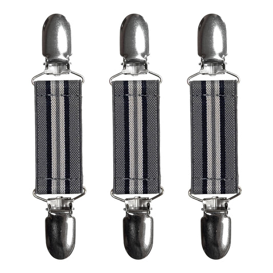 Glove Clips (3-Pack) (Gray Navy White Gray, 1 inch)