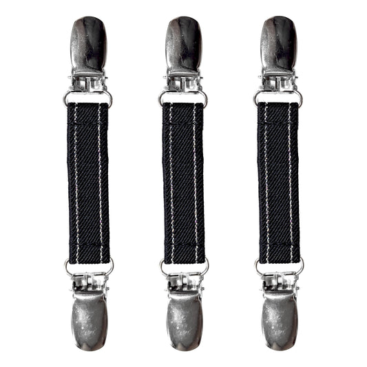 Glove Clips (3-Pack) (Black Double Silver Glitter, 5/8 inch)