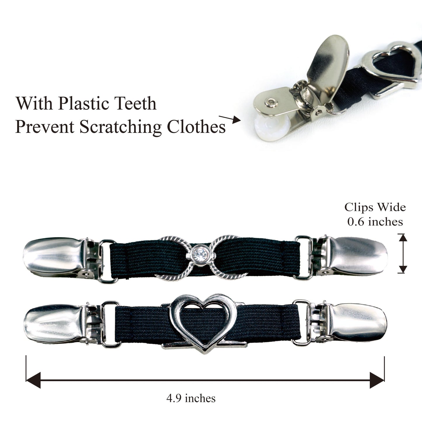 Rhinestone Sweater Clips (2, Heart Infinity, Big size Clips)