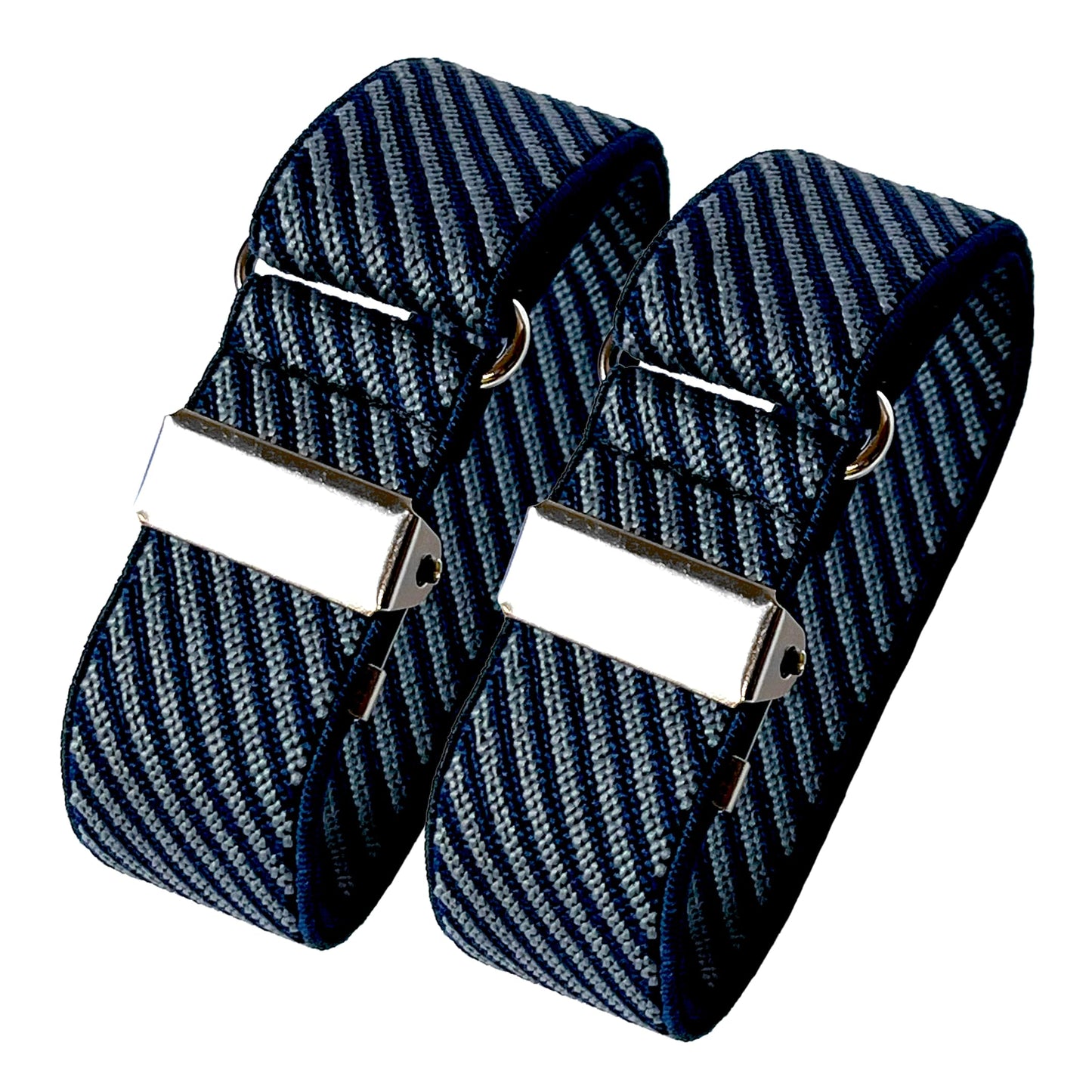 Classic Sleeve Garters (Gray Blue Stripes, 1 inch)