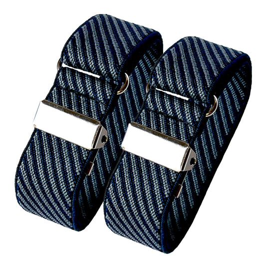 Classic Sleeve Garters (Gray Blue Stripes, 1 inch)
