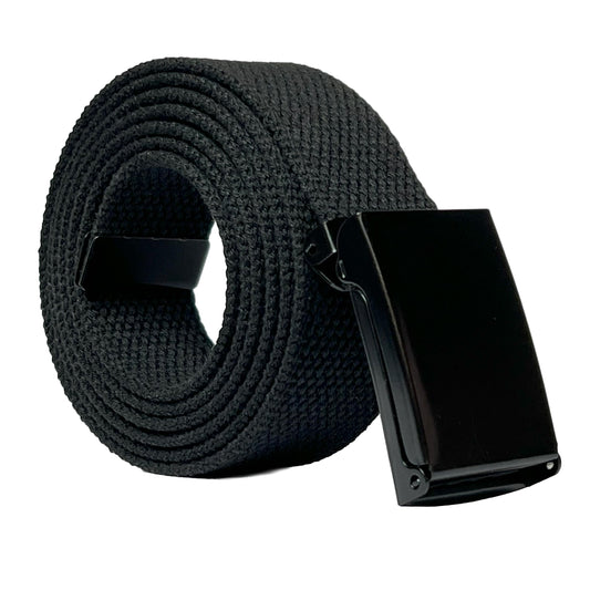 Canvas Web Belt - Flip-Top Buckle (Black)