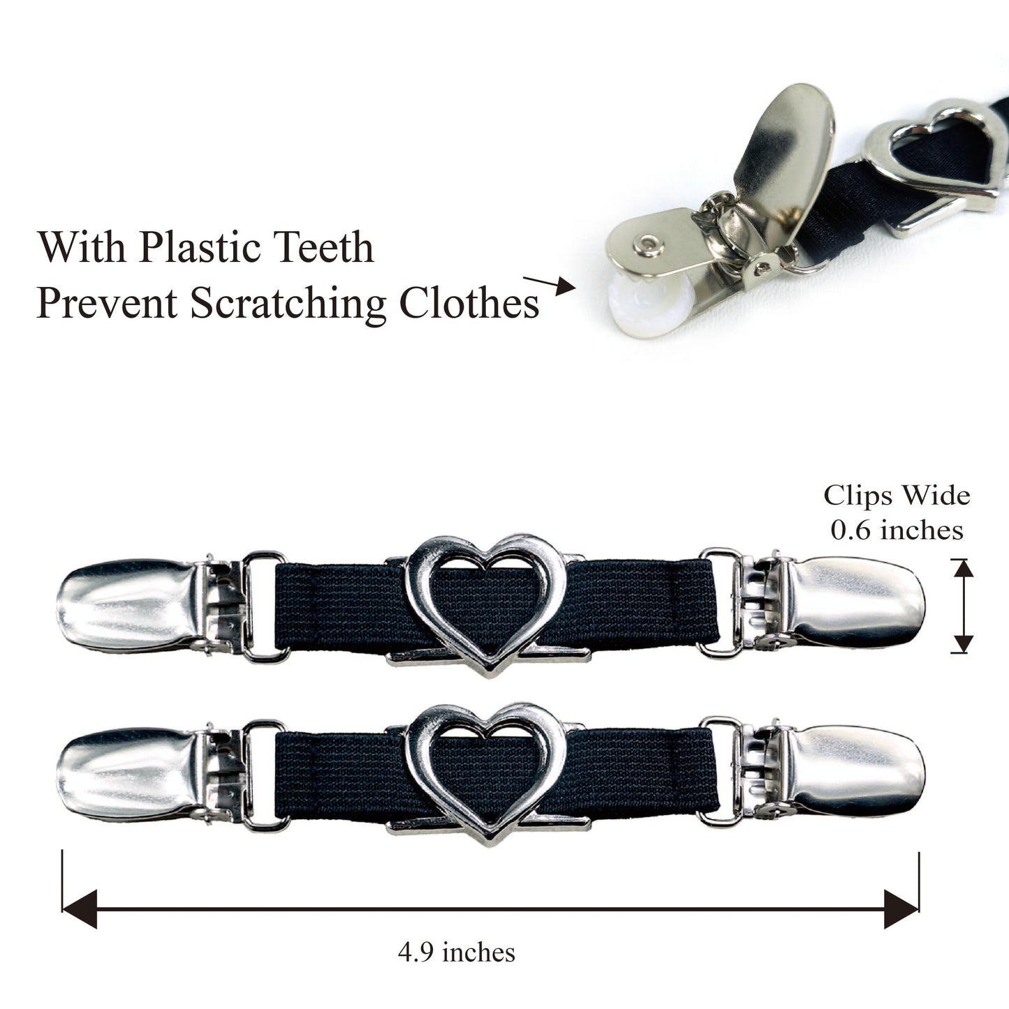 Rhinestone Sweater Clips (2, Heart, Big size Clips)
