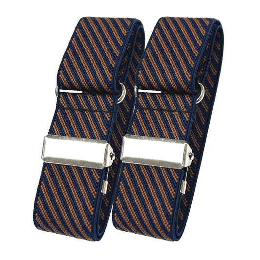 Classic Sleeve Garters (Navy Brown Stripe, 1 inch)