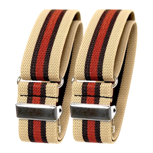 Classic Sleeve Garters (khaki coffee reddish brown, 1 inch)
