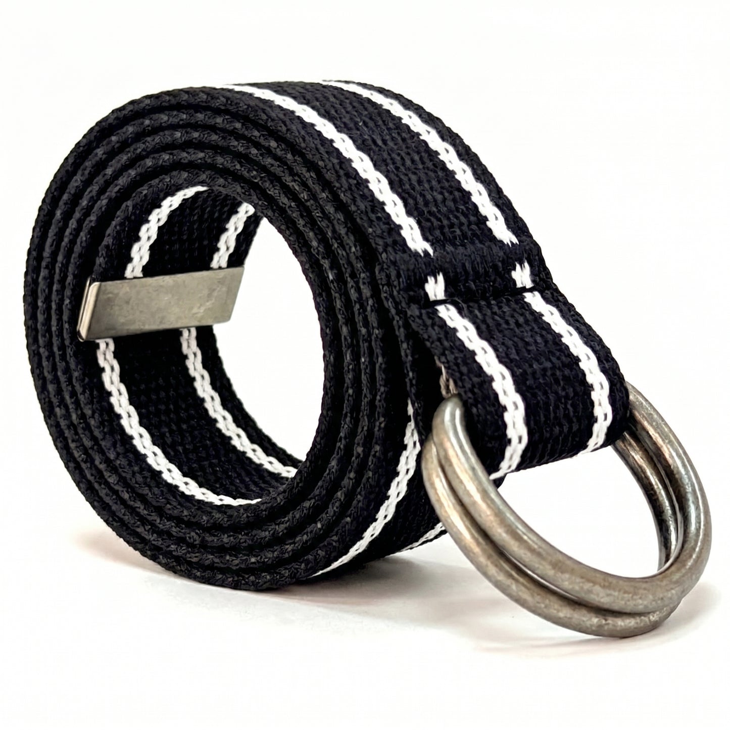 Canvas D-Ring Belt 1½" (Black Double White)