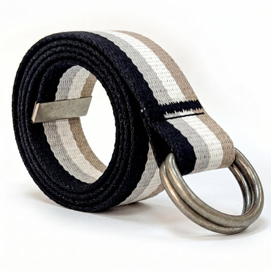 Canvas D-Ring Belt 1½" (Black Gray White Khaki)
