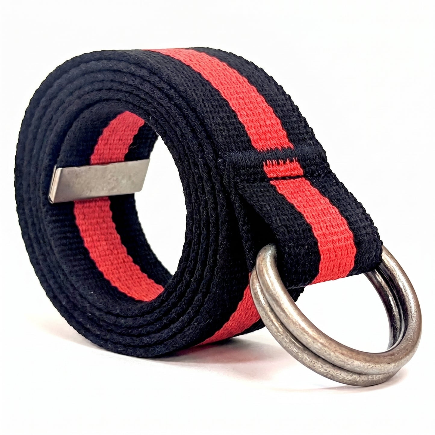 Canvas D-Ring Belt 1½" (Black Red Black)