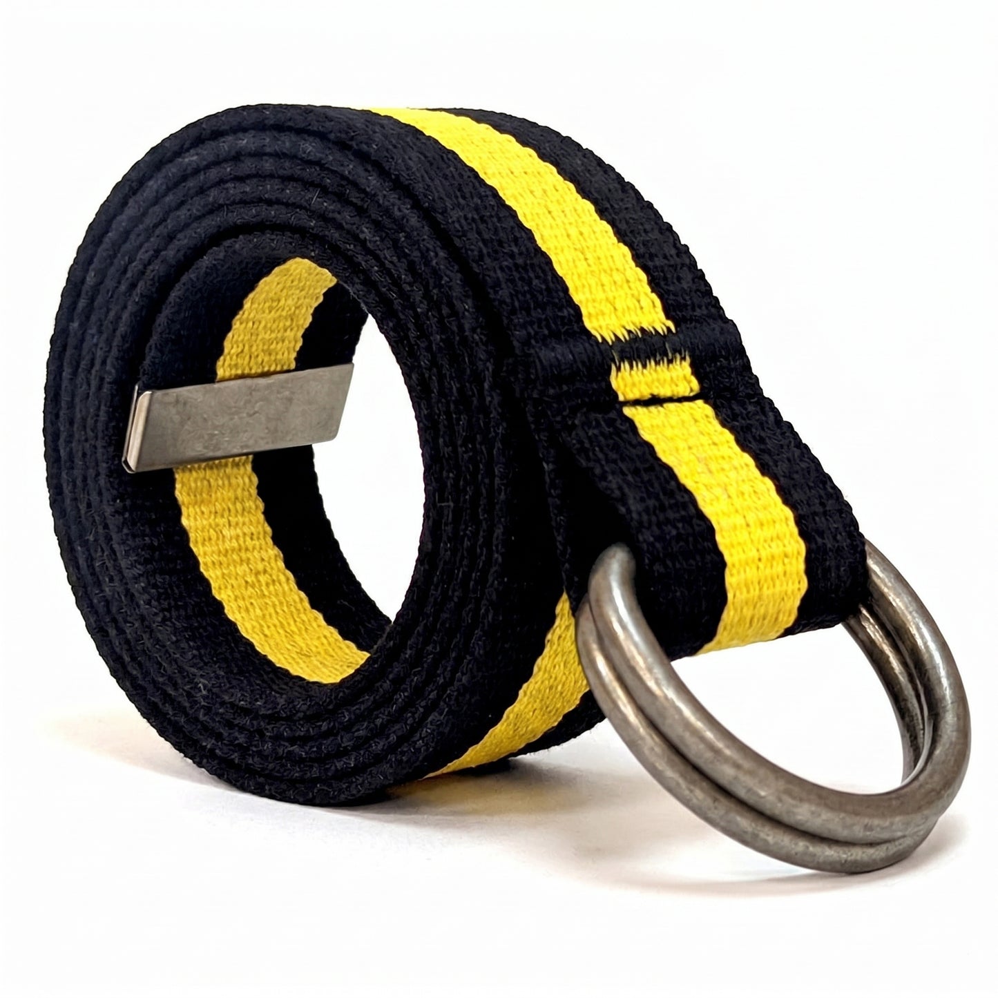 Canvas D-Ring Belt 1½" (Black Yellow Black)
