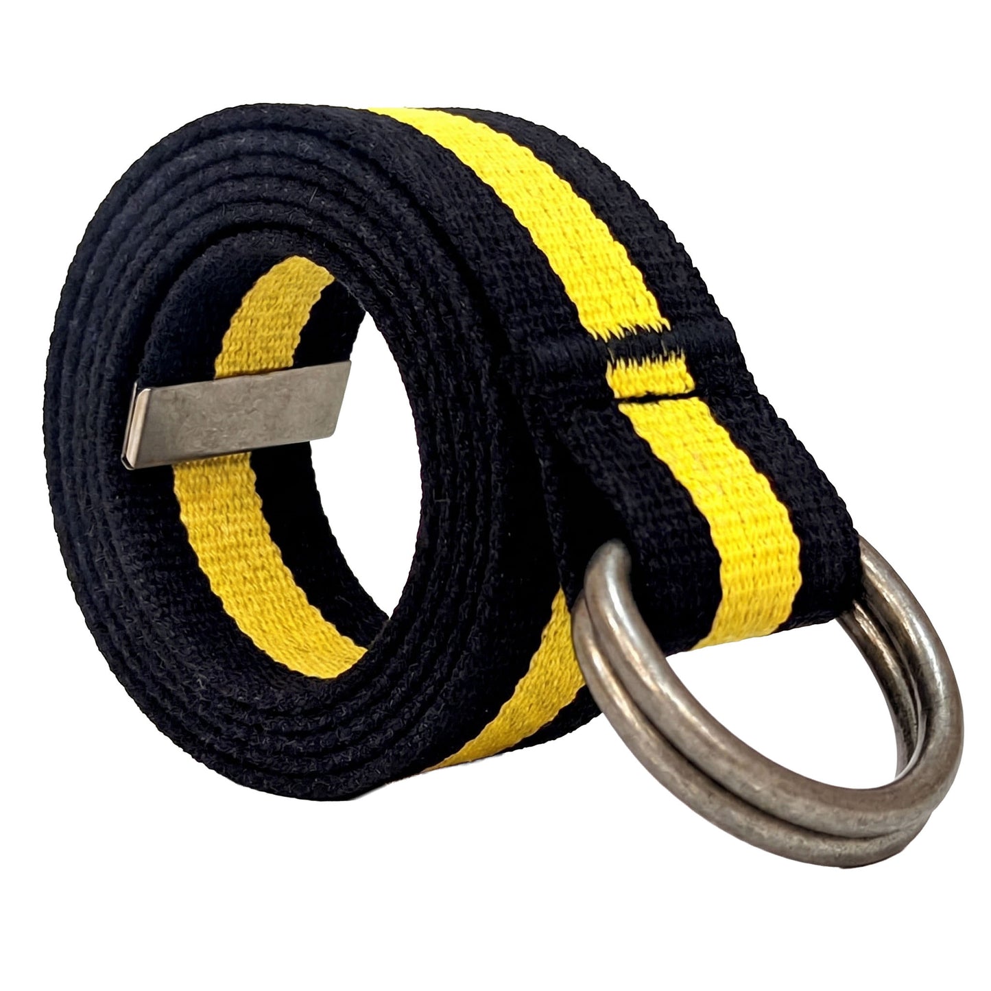 Canvas D-Ring Belt 1½" (Black Yellow Black)