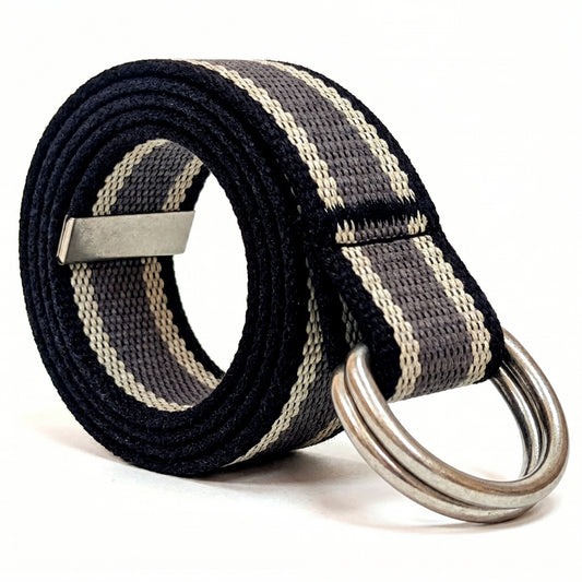 Canvas D-Ring Belt 1½" (Black Gray Deep Bold Gray)