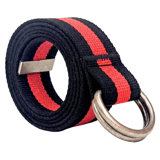 Canvas D-Ring Belt 1½" (Black Red Black)