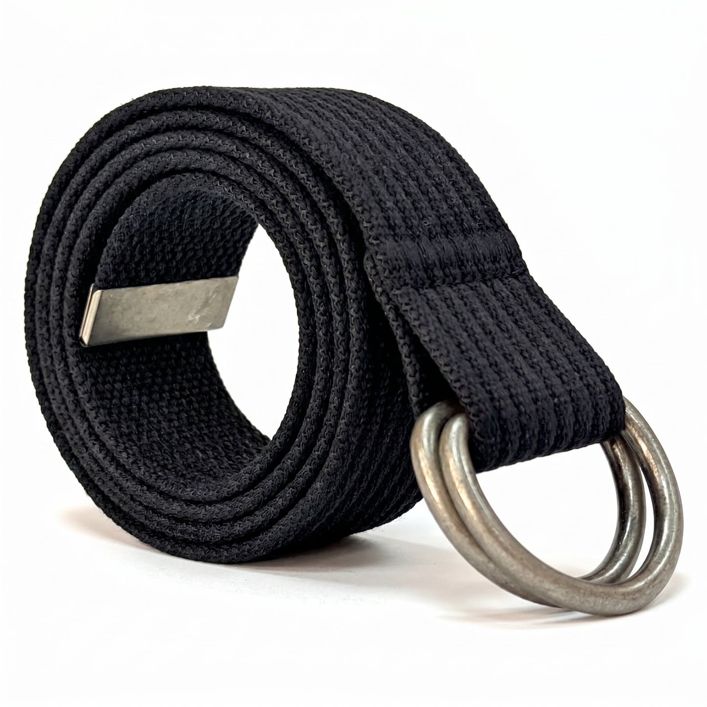 Canvas D-Ring Belt 1½" (Black Ribbed Texture)