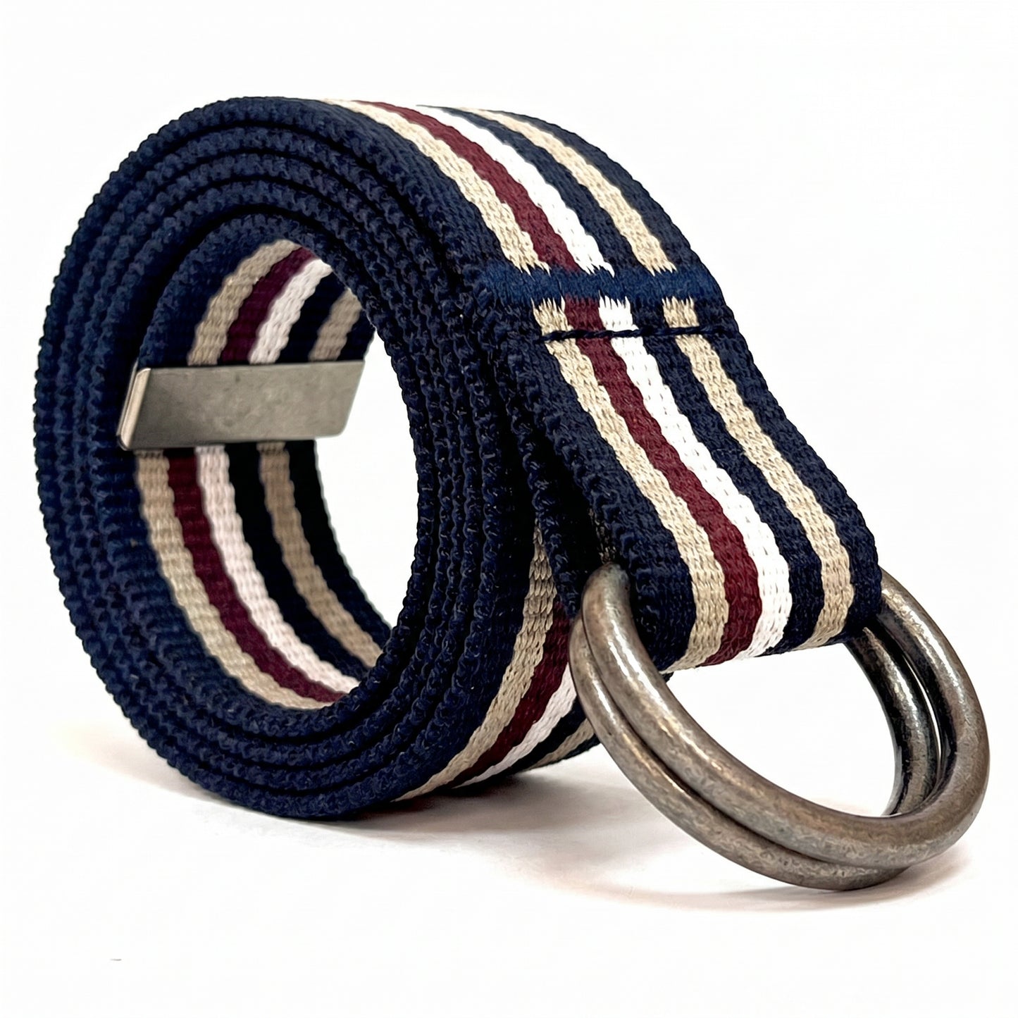 Canvas D-Ring Belt 1½" (Double Navy Khaki-Navy White Red)