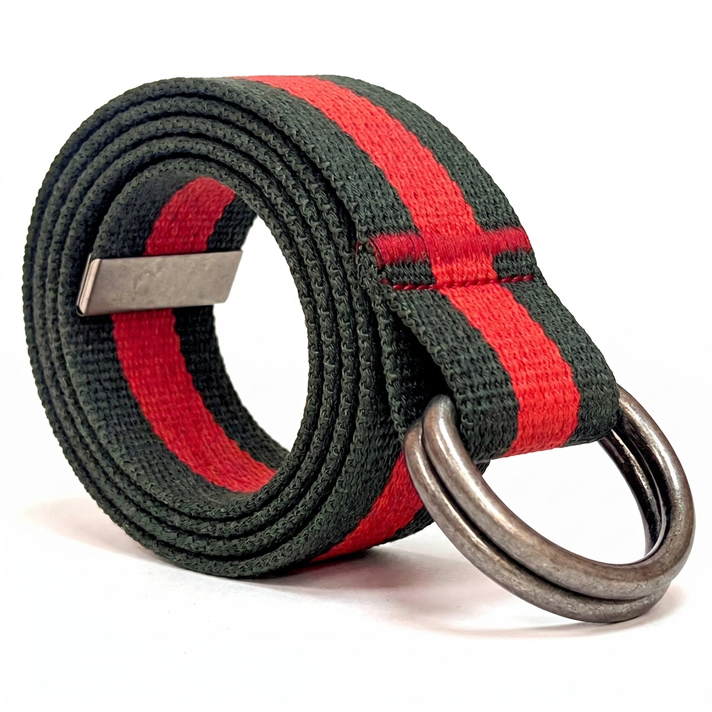 Canvas D-Ring Belt 1½" (Green Red Green)