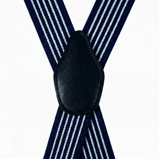X-Back Suspenders Blue Floral White - Back