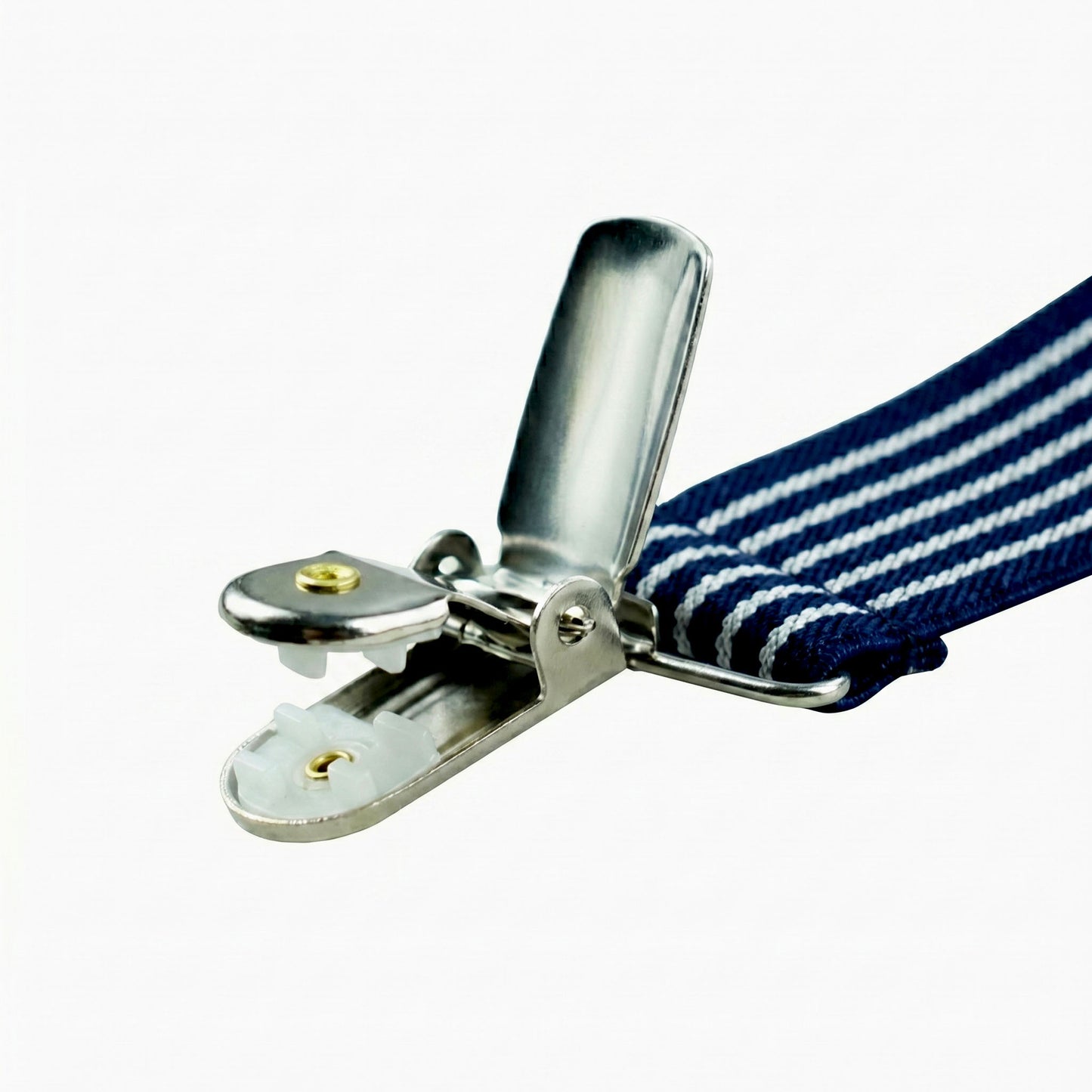 X-Back Suspenders Blue Floral White - Clip Open