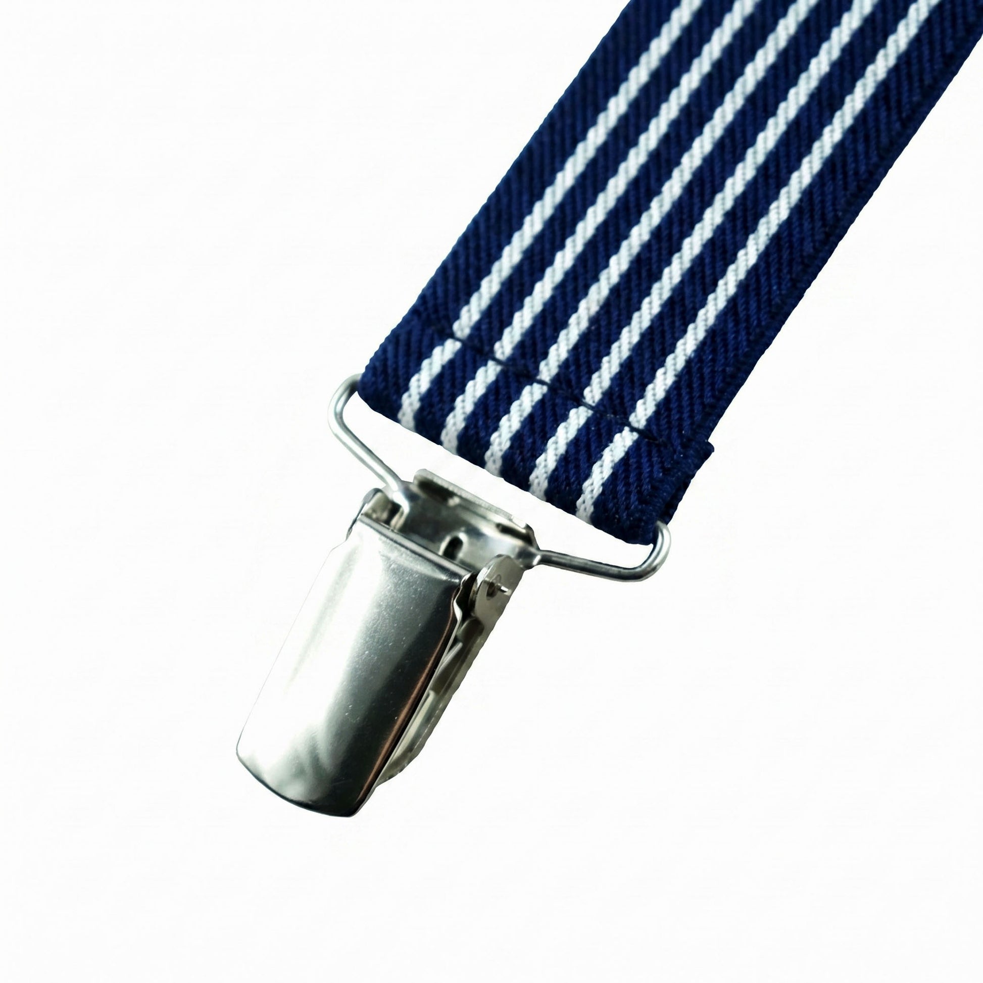 X-Back Suspenders Blue Floral White - Clip Closed